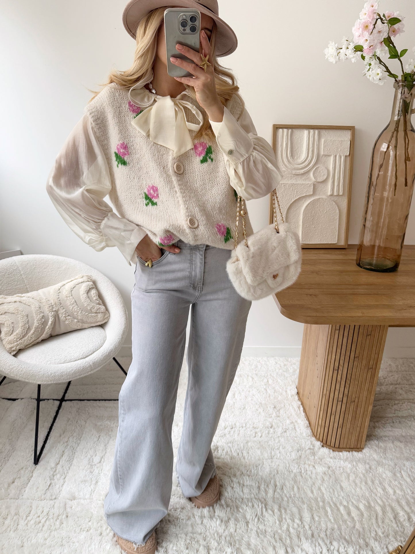 Jean wide leg LERANI - gris clair