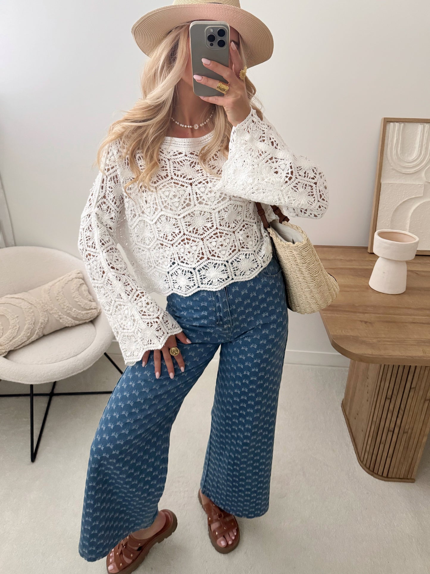 Jean en denim à imprimé noeuds LYA