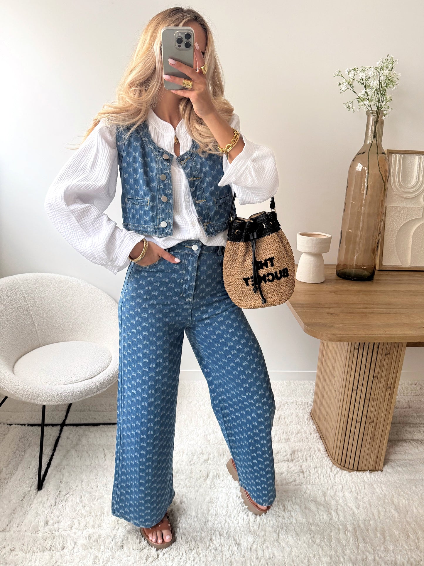 Jean en denim à imprimé noeuds LYA