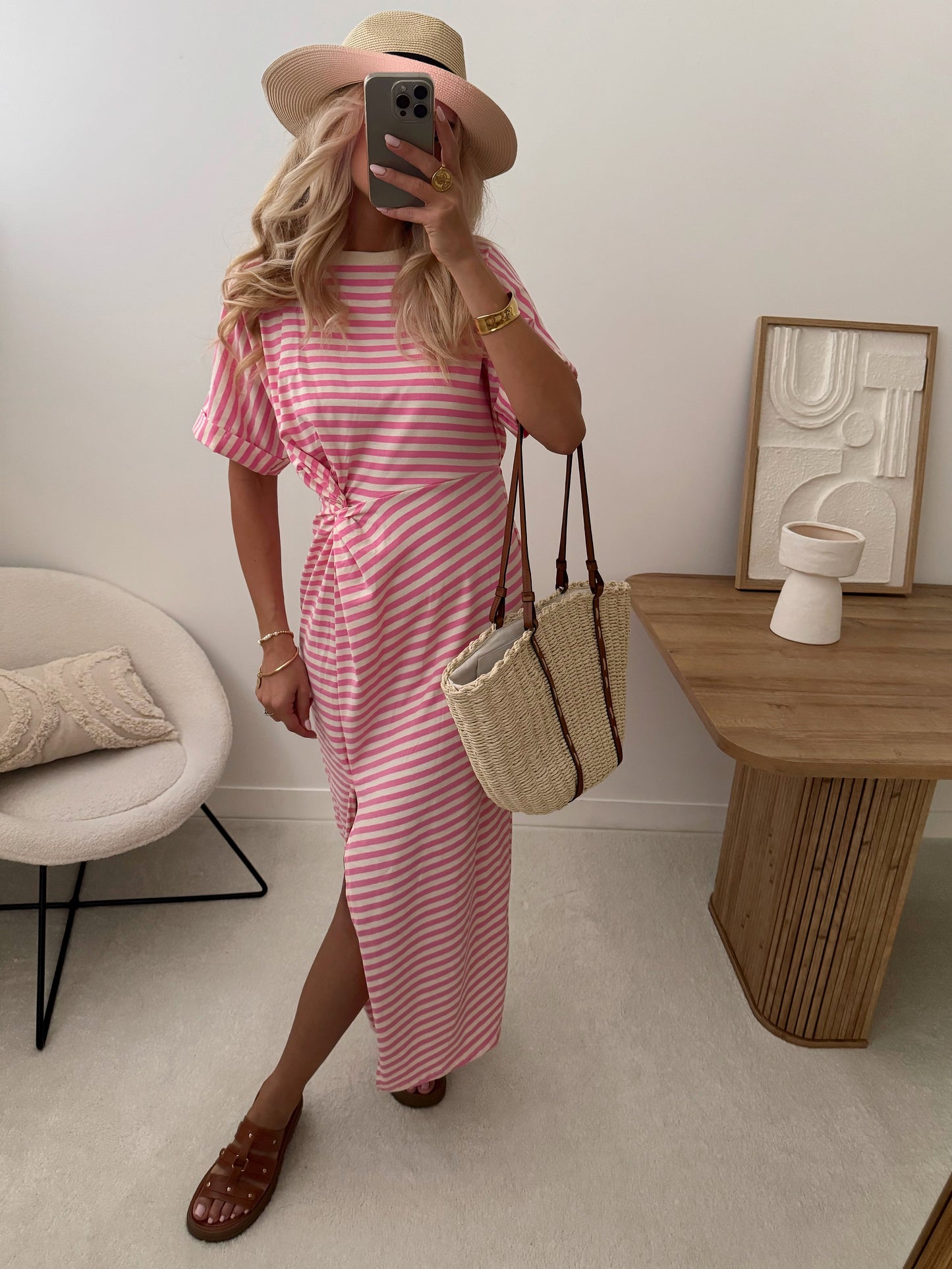 Abito da marinaio SORINNE con spacco - rosa