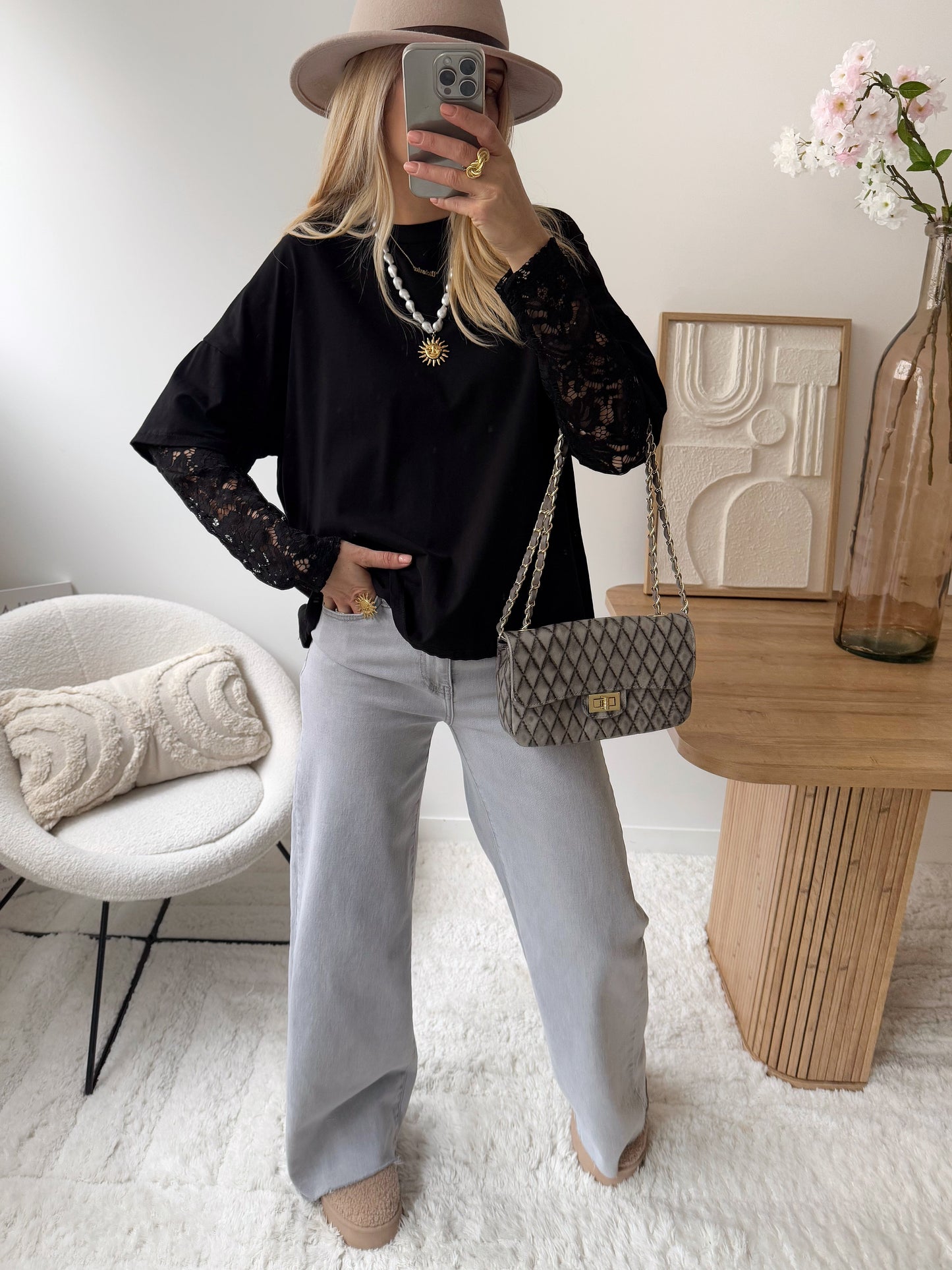 Jean wide leg LERANI - gris clair