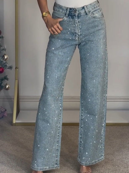﻿Jean Starlight taille haute avec strass