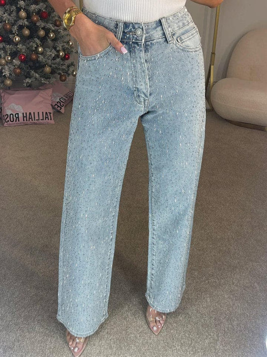 ﻿Jean Starlight taille haute avec strass