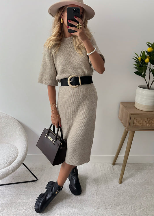 Abito midi in lana color moka NIMERIA