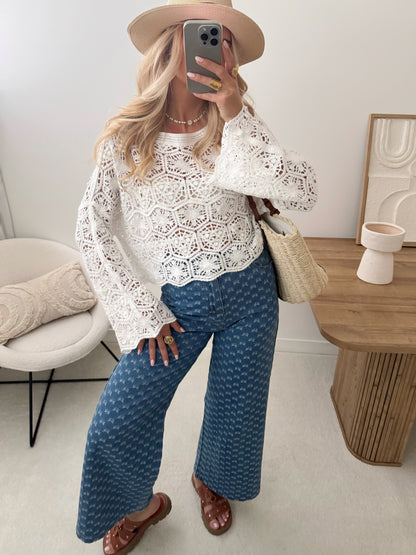 Jean en denim à imprimé noeuds LYA