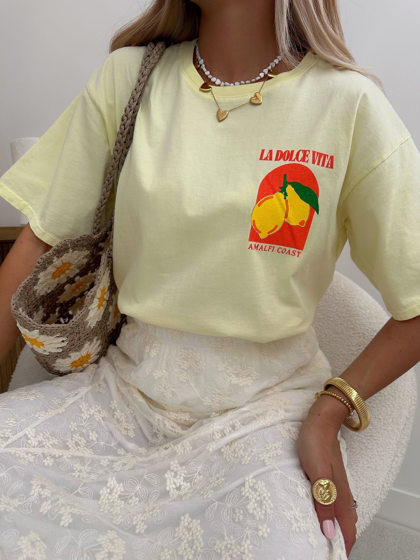 T-shirt con stampa limone DOLCE VITA