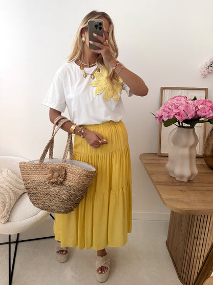 NOTO crochet flower T-shirt - yellow 