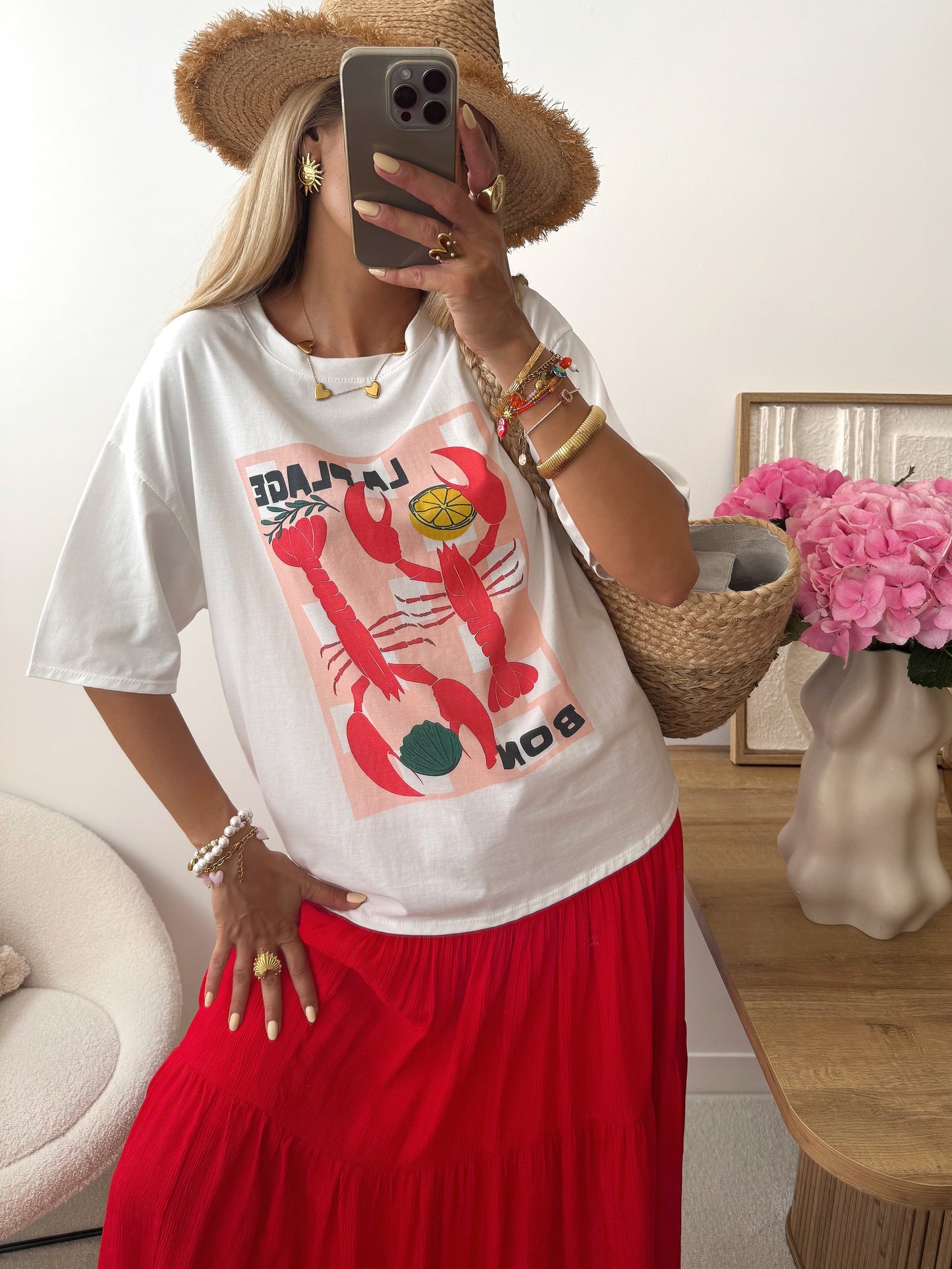 Oversized T-shirt with LOBSTER print 