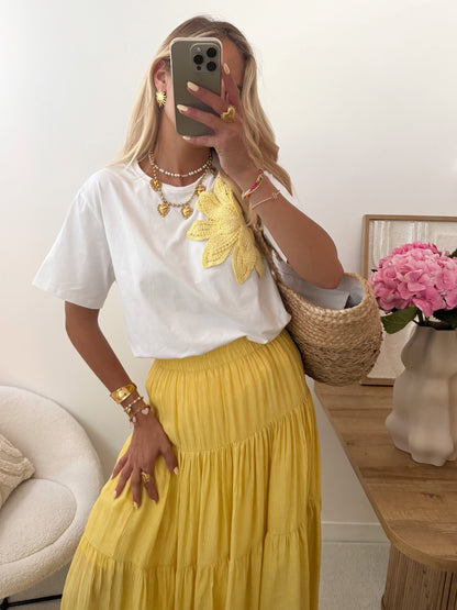 NOTO crochet flower T-shirt - yellow 