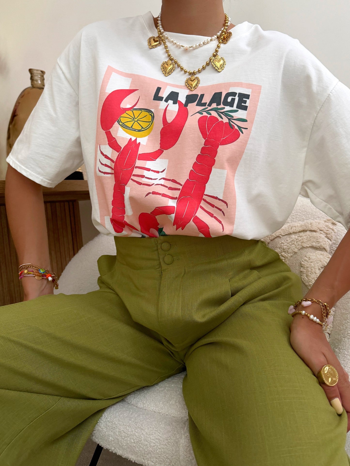 Oversized T-shirt with LOBSTER print 